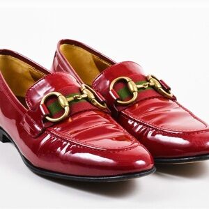 Gucci Red Patent Leather Slip-On Loafers